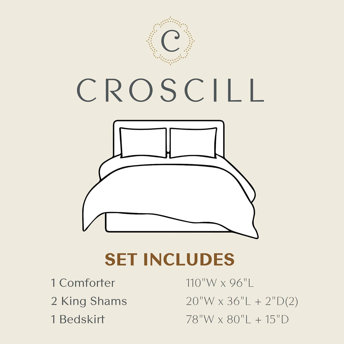 Croscill Classics King Comforter Set, Luxe Chenille Jacquard Patchwork, Microfiber Twill Comforter for a King-Size Bed, Oversized Comforter King Bedding, 2 Shams & Bedskirt, Galleria, King, Red