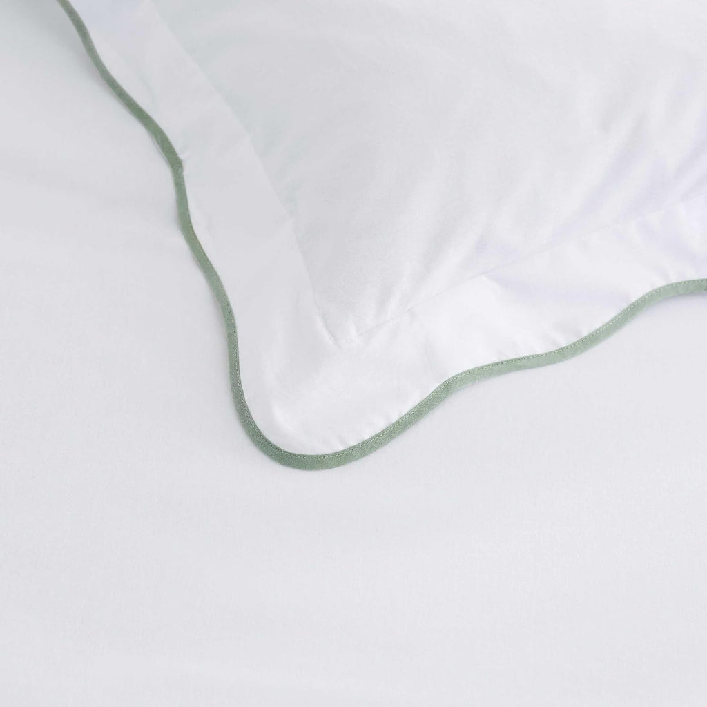 Martha Stewart - King Duvet Cover Set, 100% Soft Cotton Bed Set with a Smooth Cotton Percale Reverse, 3 Piece Bedding with Matching Pillowcases (Simple Scallop Green)
