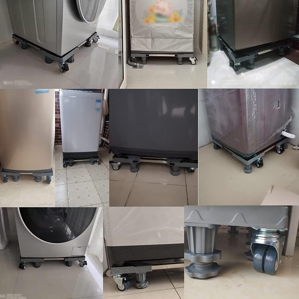 Adjustable Washing Machine Base Washing Machine Stand Base Movable Multi-Functional Base with 8 Legs 4 Wheels Washing Machine Dryer Universal Rack Adjustable Length 45-60cm Wi