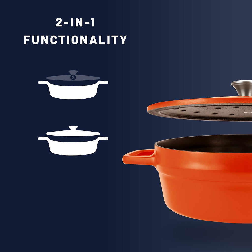 All American 1930 - Dutch Oven - The Saucier Set, Saffron Orange - 5.5qt Capacity - Perfect for Sauces, Soups & Simmering - Non Stick & PFAS Free - Made in the USA