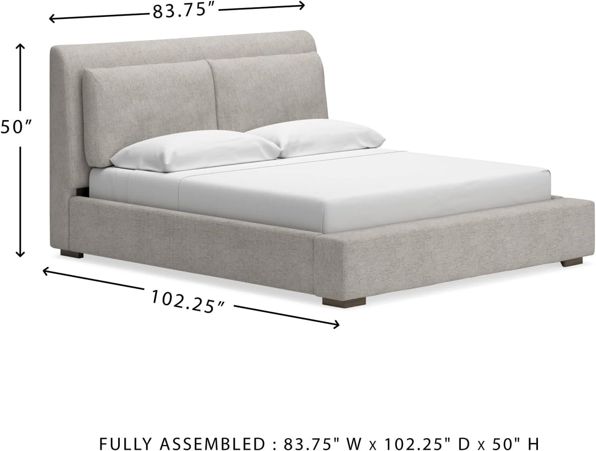 Signature Design by Ashley Cabalynn Casual California King Upholstered Bed, Foundation or Box Spring Needed, Light Brown