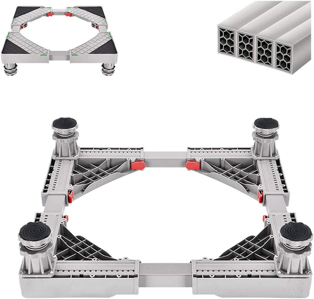 Adjustable Washing Machine Base Shockproof Base Stand Universal Base Fridge Stand Washing Machine Holder Stent Appliance Rollers Floor Trays 4/8/12 Feet for Cabinet Vertical A