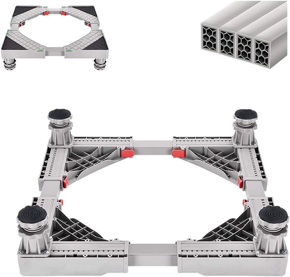 Adjustable Washing Machine Base Shockproof Base Stand Universal Base Fridge Stand Washing Machine Holder Stent Appliance Rollers Floor Trays 4/8/12 Feet for Cabinet Vertical A
