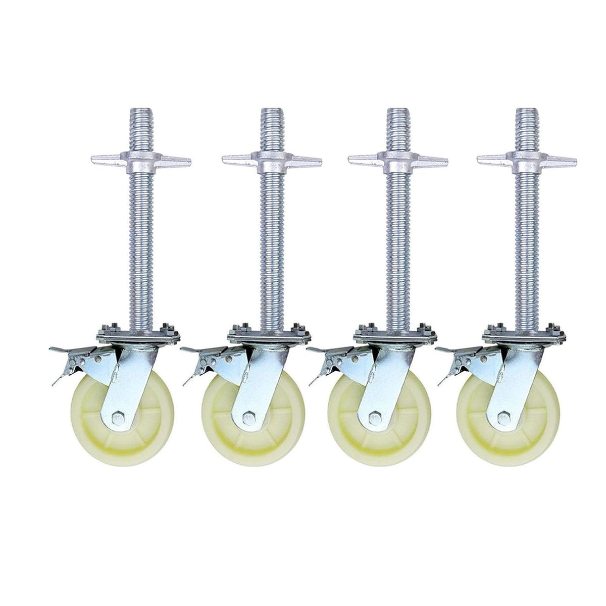6 Inch Heavy Duty Universal Scaffolding Mobile Wheel with Brake, Adjustable Screw Caster, Movable Frame Base Wheel(Regular)