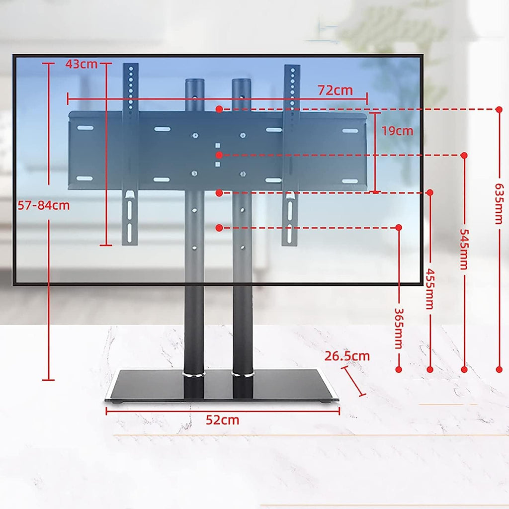Universal TV Stand Multifunction Universal TV Stand Base, 4 Level Height Adjustable, Heavy Duty Tempered Glass Base, Tabletop TV Base/Stand Holds Up to 40kg/88lbs TV Mount TV Stand