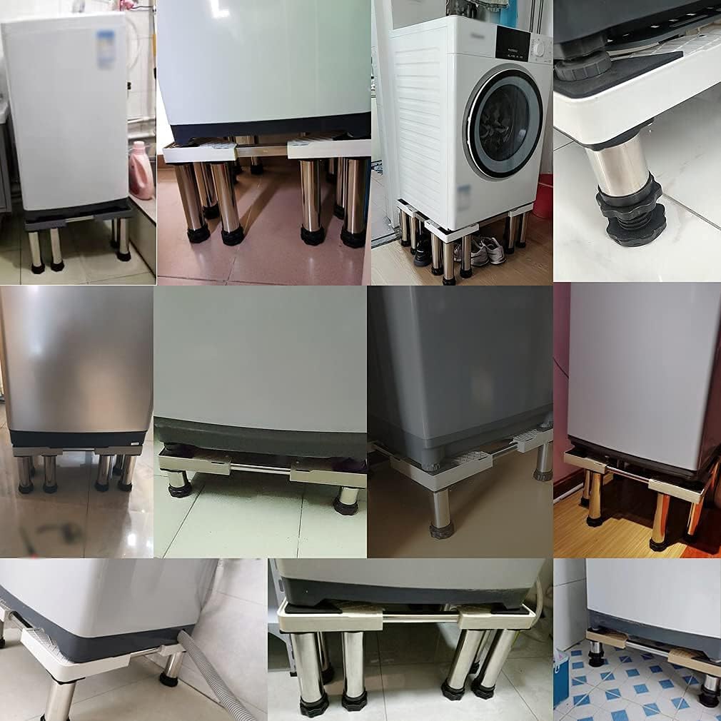 Universal Base Tumble Dryer Washing Machine Stand Adjustable Length/Width 47-69cm Air Conditioner Base Dishwasher Fridge Filing Cabinet Stand Base Heightened 10-13cm (8 Legs