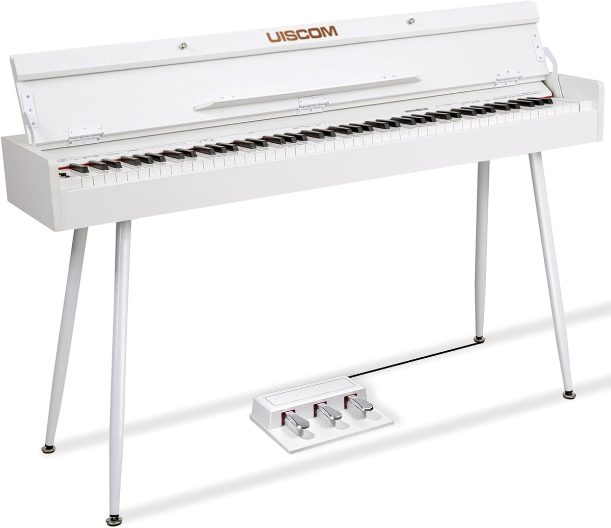UISCOM 88 Key Weighted Home Digital Piano- Wooden Desk Electric Piano Transforms Between Desk and Vanity - Progressive Hammer-Action Keyboard, Perfect for Beginners with MIDI-White