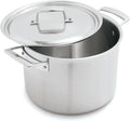 Demeyere Essential 5-ply, 18/10 Stainless Steel, Stay Cool Handle, Oven Safe, Compatible with all Cooktops, Perfect Pour Edge, 8-qt Stock Pot with Perfect Fit Lid