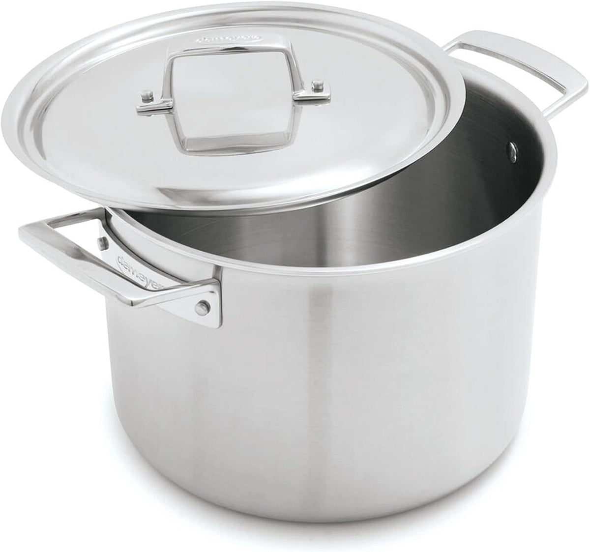 Demeyere Essential 5-ply, 18/10 Stainless Steel, Stay Cool Handle, Oven Safe, Compatible with all Cooktops, Perfect Pour Edge, 8-qt Stock Pot with Perfect Fit Lid