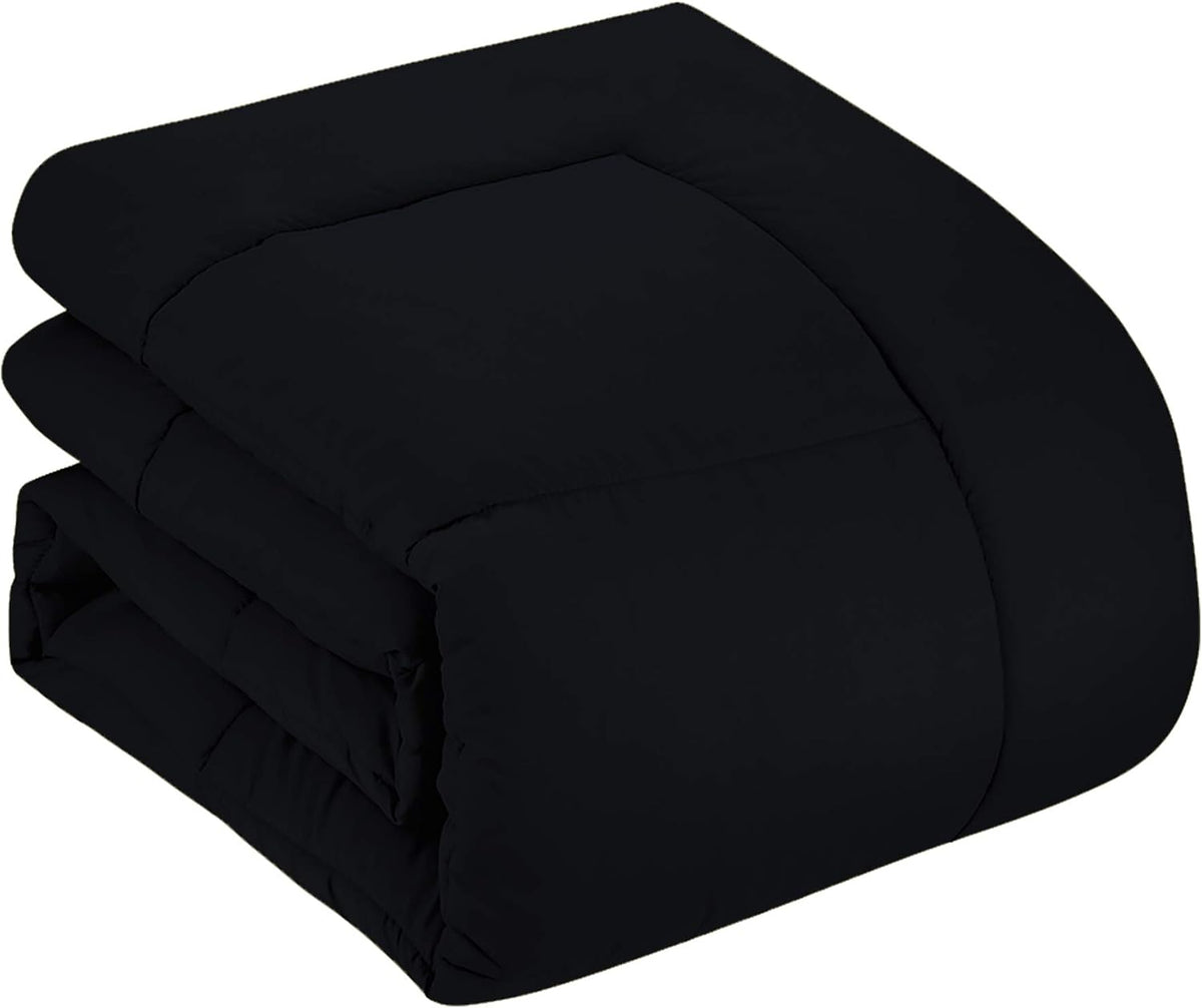 Sweet Home Collection Down Alternative Comforter All Season Warmth Luxurious Plush Loft Microfiber Fill Duvet Insert Bedding, King, Black (Pack of 8)