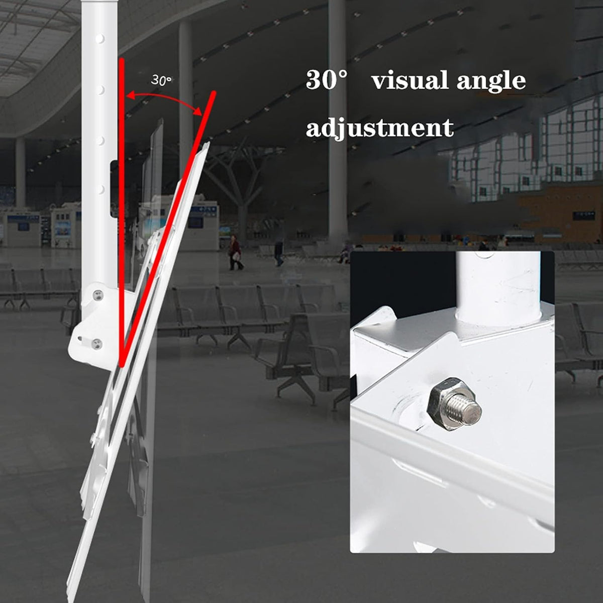 Universal Tv Stand Tv Stand Base White Tv Hanger 40'-60' Tv Ceiling Mount Tilt Rotationbracket Height-Adjustable Tv Ceiling Mount, Max Vesa 600X400Mm and Holds,White-1 Meter