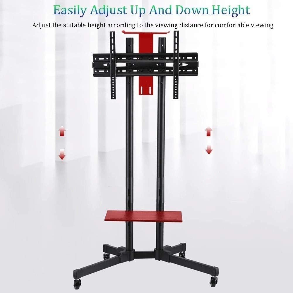 Mobile TV Cart, with Wheels Portable Floor Stand Rolling for 32'-65' LCD Led Flat Screen Curved TVs, Height Adjustable Black TV Stand Beautiful Scenery