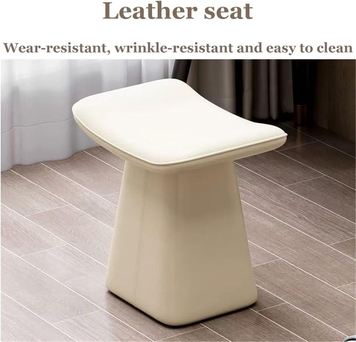 Vanity Chair Wooden Frame Makeup Stool Dressing Dinning Chair Leather Upholstered Vanity Bench for Living Room,Living Room