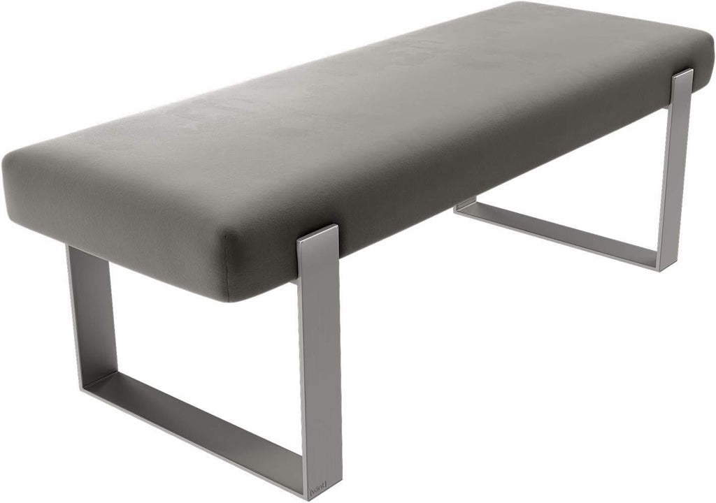 VANT Upholstered Bed Bench - Velvet Gothic Grey - Brushed Nickel - Contemporary Modern, Bedroom Bench Seat, Hallway, or Entryway