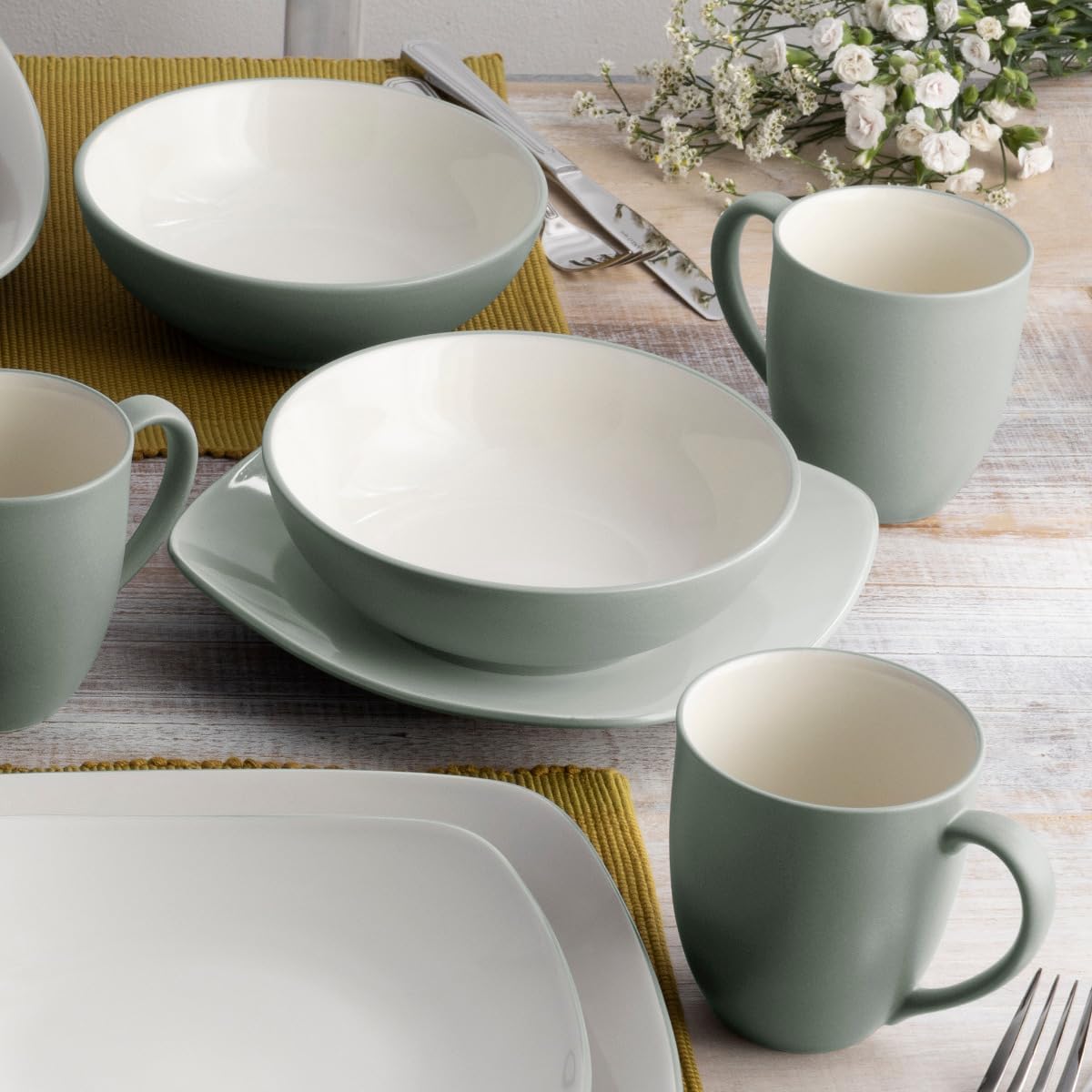 Noritake Colorwave Green 16-Piece Square Set, Service for 4 in Green