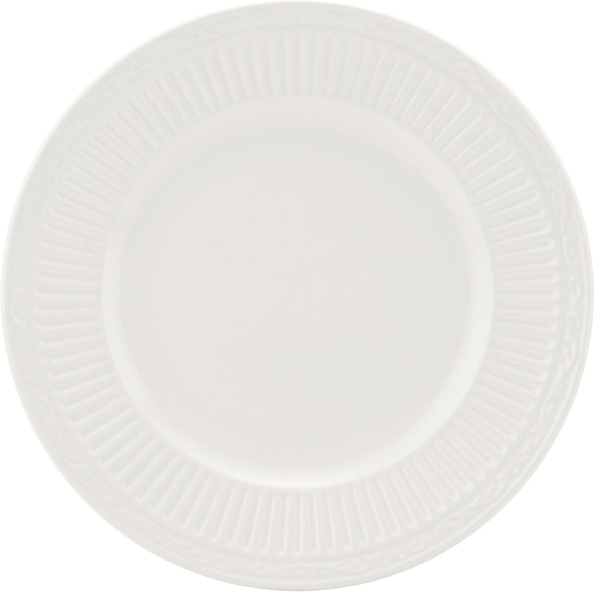 Mikasa Italian Countryside 16-Piece Dinnerware Set - Classic White Porcelain with Fluted Bands, Service for 4 - Dinner Plates, Salad Plates, Bowls, and Mugs, Microwave & Dishwasher Safe