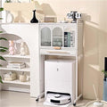 Metal Storage Cabinet with Drawers and Wheels Robot Vacuum Stand with Open Base - Tall Narrow Cabinet for Living Room Kitchen Long Lasting