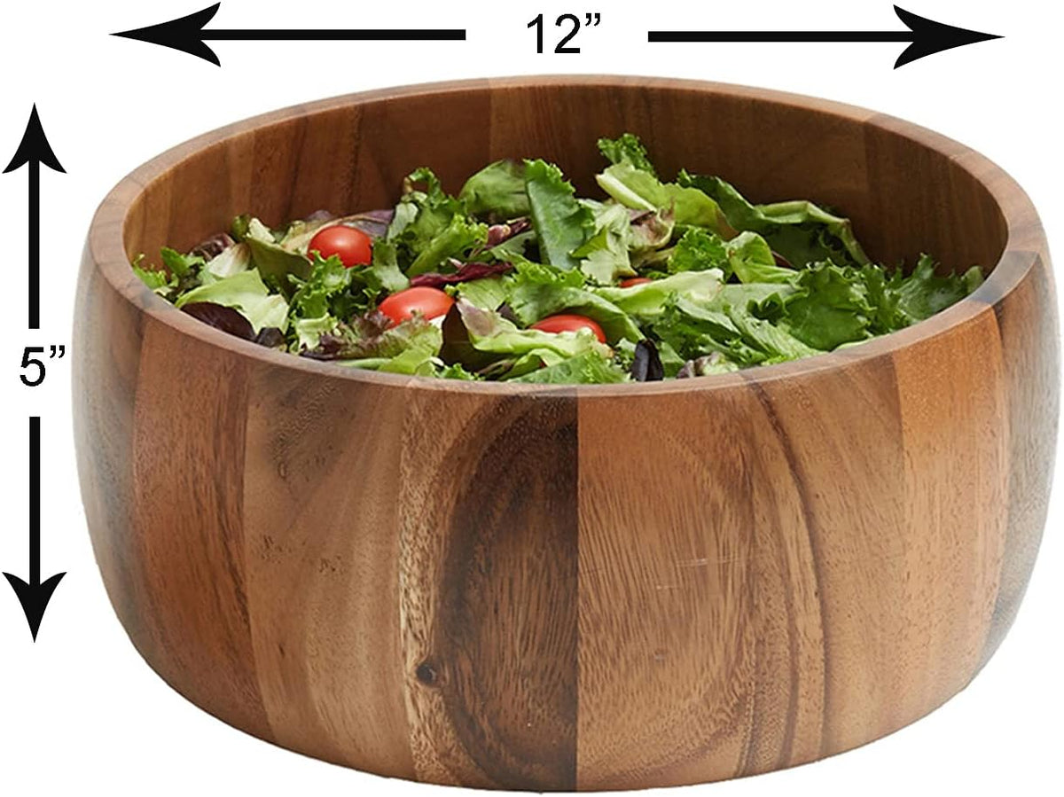 Woodard & Charles Acaica Wood 12' x 5' Serving Bowl Set with Serving Hands, 3 Piece Set ★★PACK OF 4★★