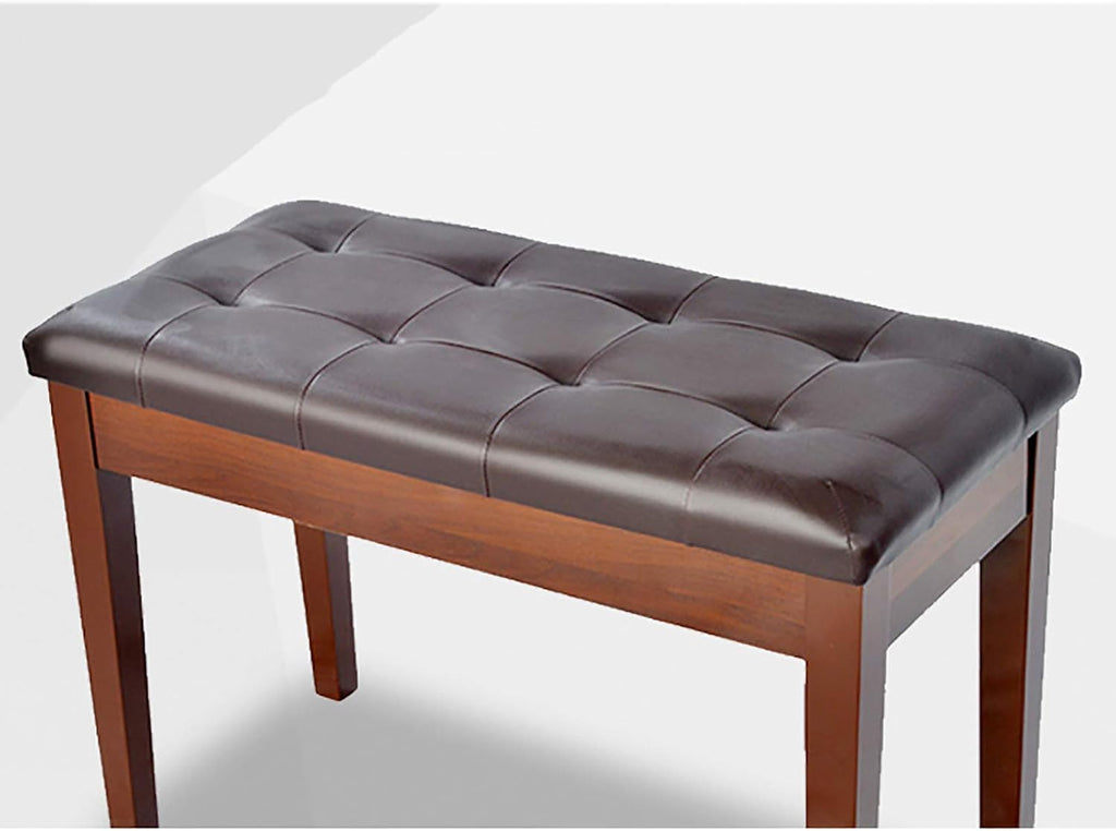 Vanity Bench,Leather Piano Bench Double Wooden Piano Stool Keyboard Bench with Storage CompartmentSturdy Wooden Legs Soft Pu Leather Cushion (Reddish Brown)，Reddish Brown