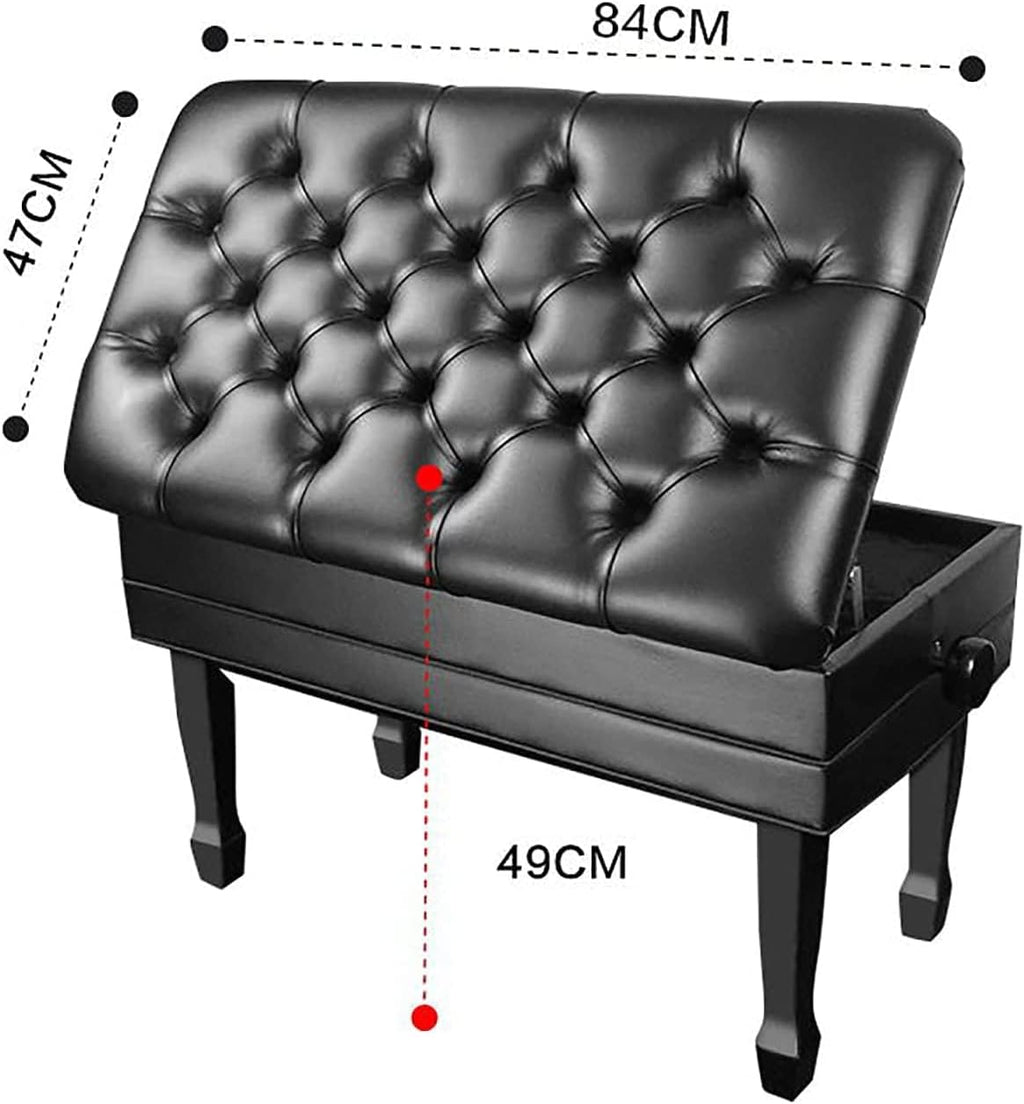 Piano Stool Piano Bench Dressing Table Stool Deluxe PU Leather Piano Bench, Auto Lift Duet Piano Stool with Large Storage Box, Keyboard Bench Vanity Stool, 84 x,Black