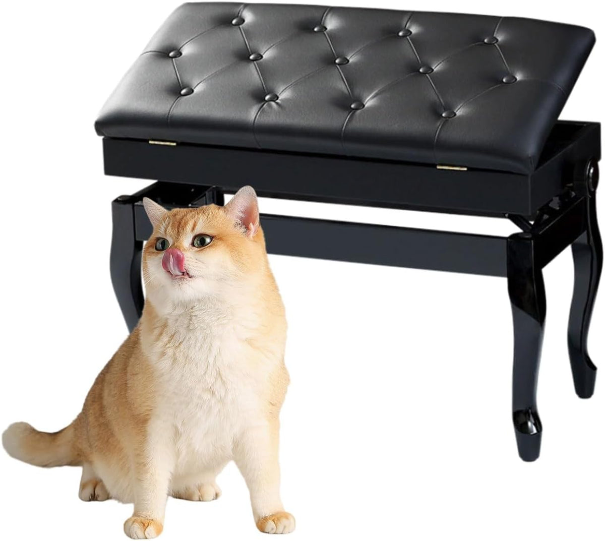 Piano Bench Piano Bench with Storage Piano Accessories Piano Bench Adjustable Height Vanity Stool Piano Bench Black Length 72cm*Width 34cm