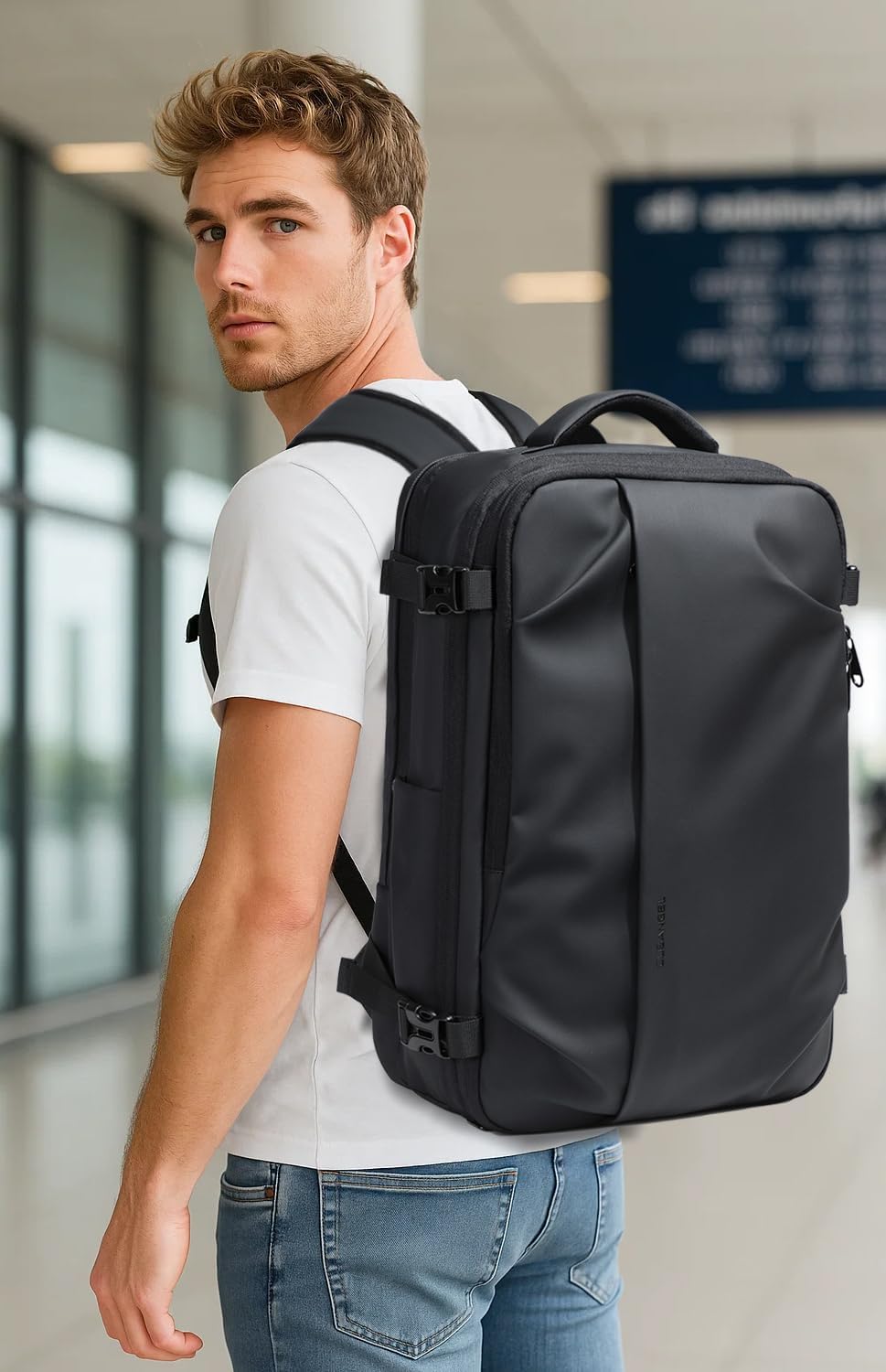 Cusangel vacuum backpack travel with pump compression,18in vac travel 45L expandable 60L capacity laptop,multiple pockets Flight Carry-On XL (Casual Vac-backpack)