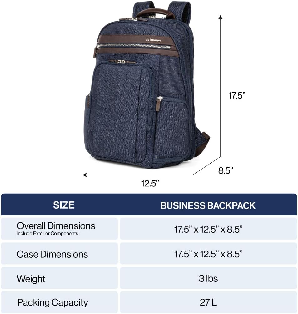 Travelpro Platinum Elite Business Laptop Travel Backpack, Fits up to 16 Inch Laptop, Water Resistant, Men and Women, Navy Camouflage