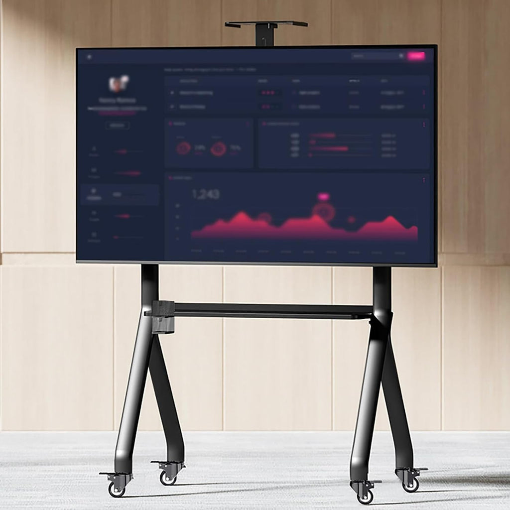 Mobile TV Cart, TV Floor Stand with Universal Wheel, Height Adjustable Heavy-Duty Floor Stand Base, TV Frame Floor Stand, TV Mount Bracket, Fits 55-120inch Screen Display