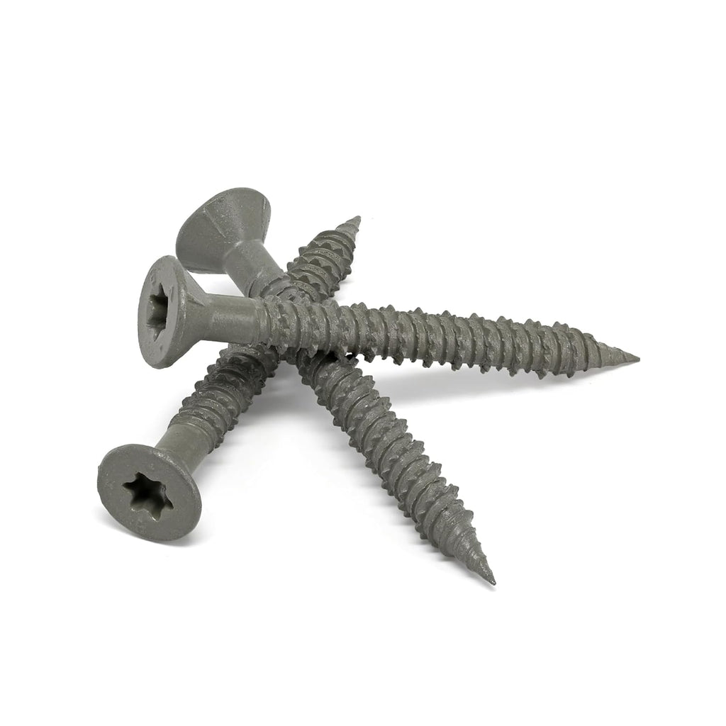 Power Pro 376641 Concrete Screw Anchors, 1/4' x 2-3/4', High-Performance, Code-Approved, Epoxy Coated, Coarse Thread, for Concrete and Masonry, Outdoor Rust Resistant, #410 Stainless Flat, 100pcs