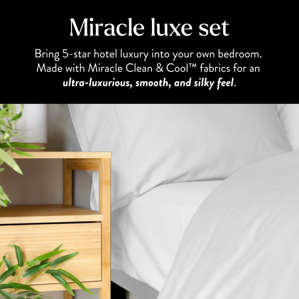 Miracle Made Extra Luxe Soft, Cool-to-the-Touch Cotton Bed Sheet Set, 3-Piece – Silver-Treated, Breathable, Lightweight Bedding – Twin Size, White
