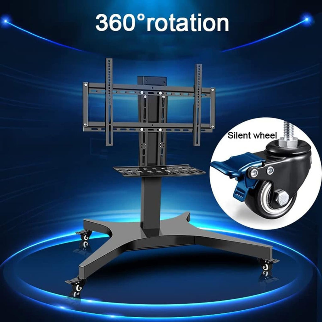 Motorized TV Mount On Wheels - Lift Mobile LCD Stand Cart, with,Electric Dual Remote Control, Memory Function, Universal for 32-75 Inches Screen