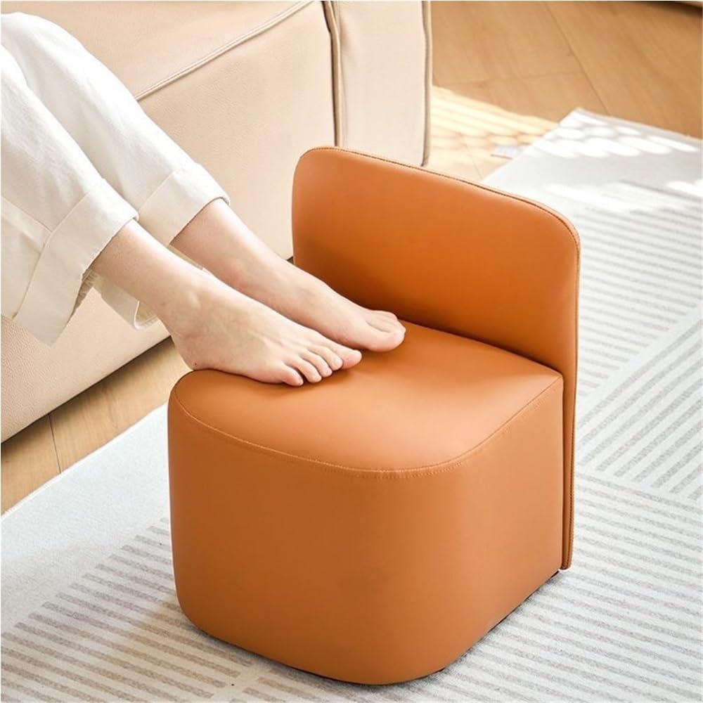 Versatile Stylish Ottoman Stool Chair, Comfortable Vanity Bench with Back rt, Low Footstool for Living Room & Entryway, Small Space Seating Solution (Green)
