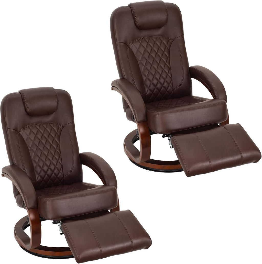 RecPro Nash 28' RV Euro Chair Recliner | Modern Design | RV Furniture | Swivel Base | Recliner Chair (2 Chairs, Mahogany)