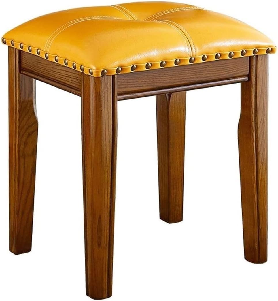 Vanity Benches,Leather Footstools, Piano Stool, Living Room and Bedroom Desk Stools(Yellow)