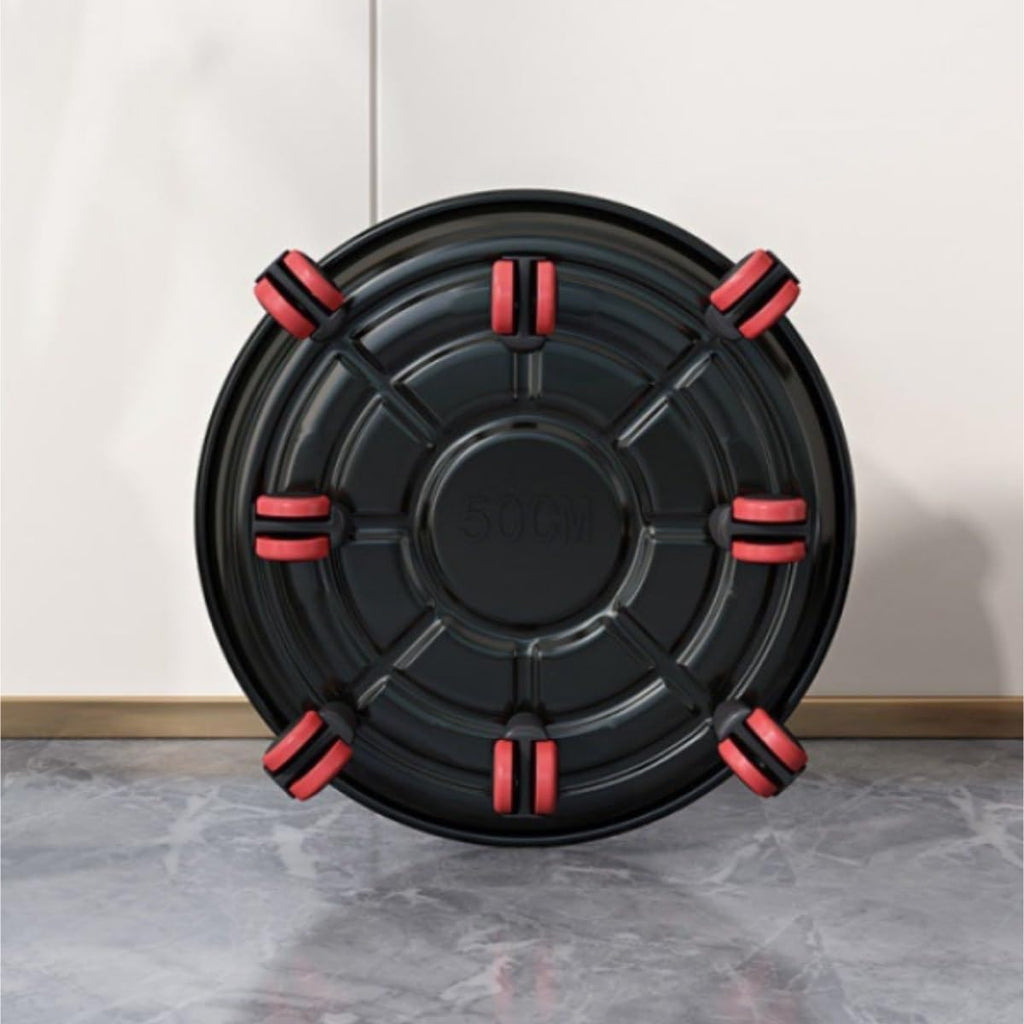 Rolling Plant Dolly Thickened Mobile Tray Universal Wheel Household Flower Pot Base Round Iron Plate Plant Pot Trolley(Black,38cm)