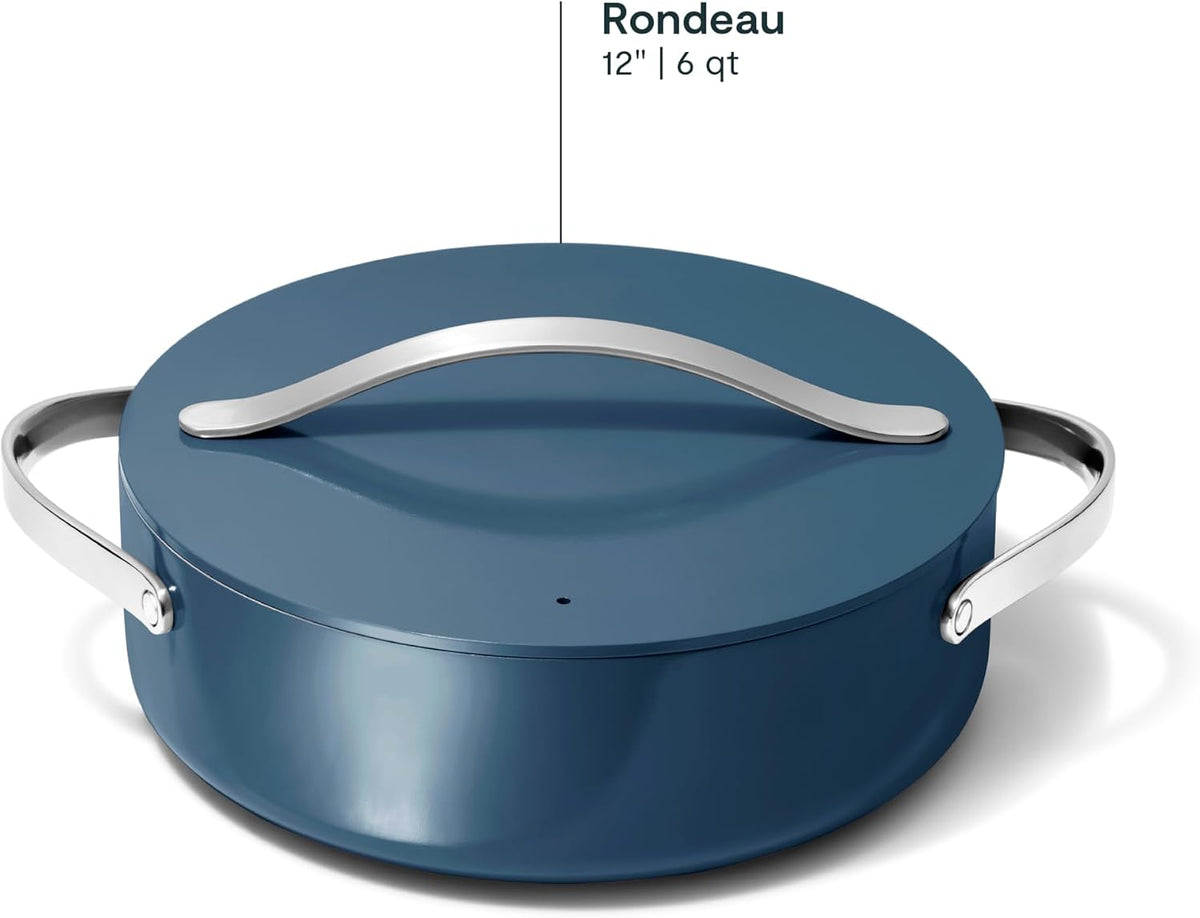 Caraway Rondeau - 6 Qt Non-Stick Pan with Lid - Free From Forever Chemicals - Perfect for Searing, Braising, & Roasting - Navy