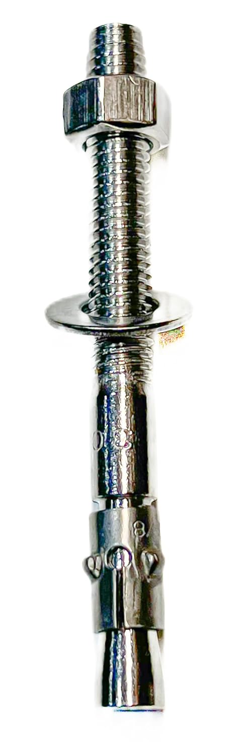 Mighty Fasteners Wedge Anchors – Heavy-Duty 304 Stainless Steel Expansion Bolts for Concrete & Masonry, Rust-Resistant & Durable - 1/2' X 7' - 50 Pack