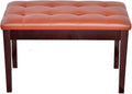 Vanity Bench,Leather Piano Bench Double Wooden Piano Stool Keyboard Bench with Storage CompartmentSturdy Wooden Legs Soft Pu Leather Cushion (Reddish Brown)，Reddish Brown