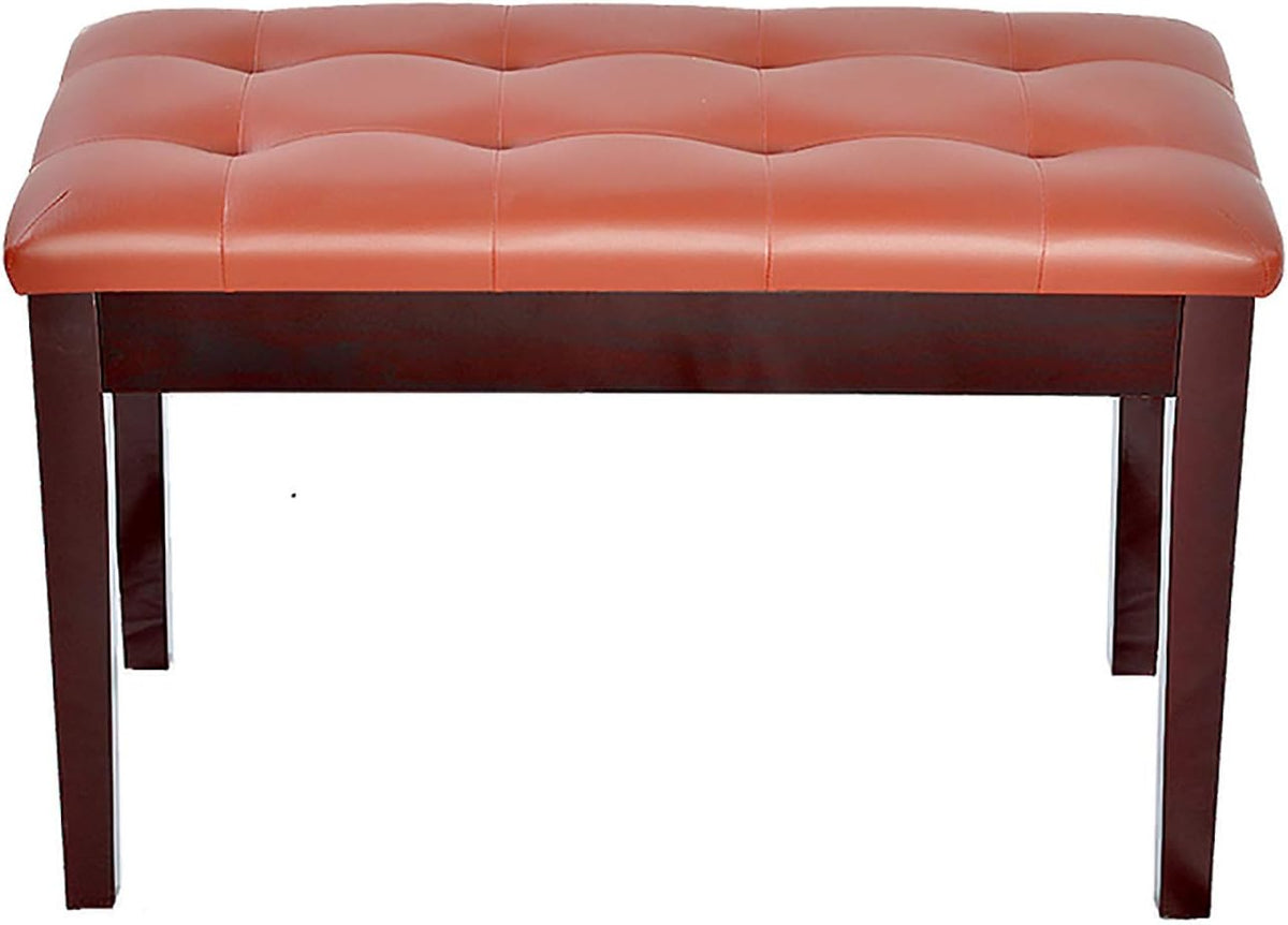 Vanity Bench,Leather Piano Bench Double Wooden Piano Stool Keyboard Bench with Storage CompartmentSturdy Wooden Legs Soft Pu Leather Cushion (Reddish Brown)，Reddish Brown