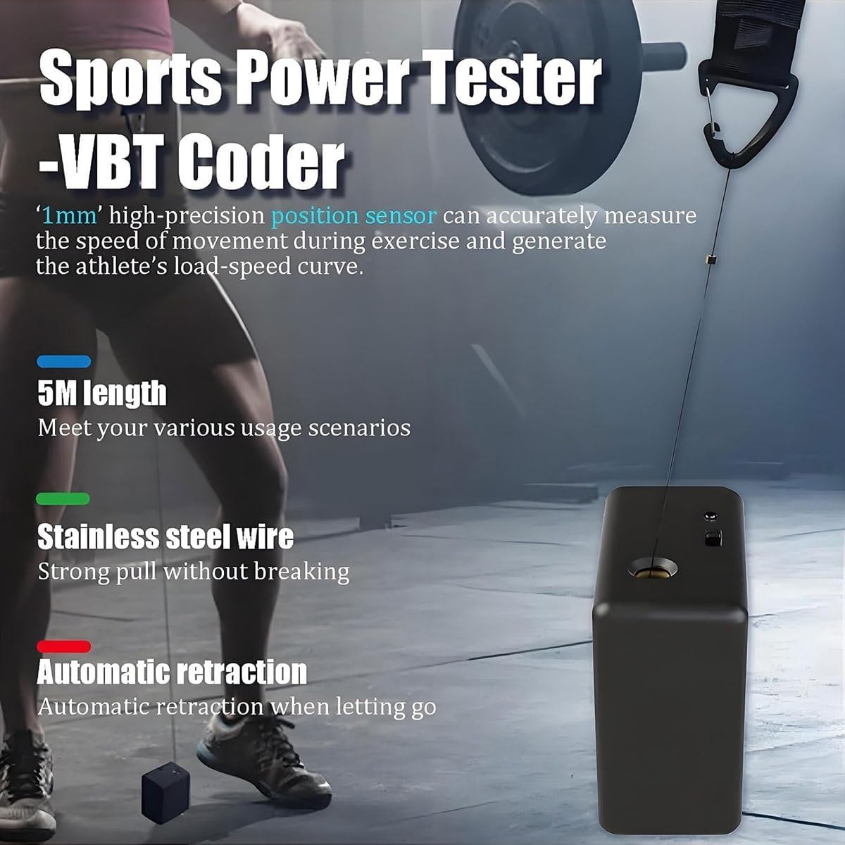 Portable Velocity Based Training Tool Device,Speed and Strength Linear Encoder with App Control,Vbt Linear Position Transducers for Gym,50h Battery & Realtime Training Data Tracking
