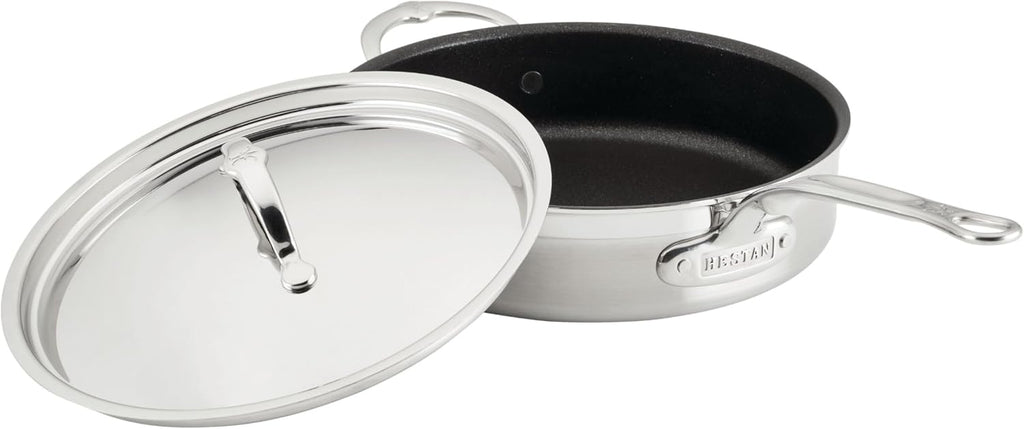 Hestan ProBond Forged TITUM - Professional Clad Stainless Steel, Nonstick, Saute Pan with Lid, 3.5-Quart, Induction Compatible, Made without PFOAs