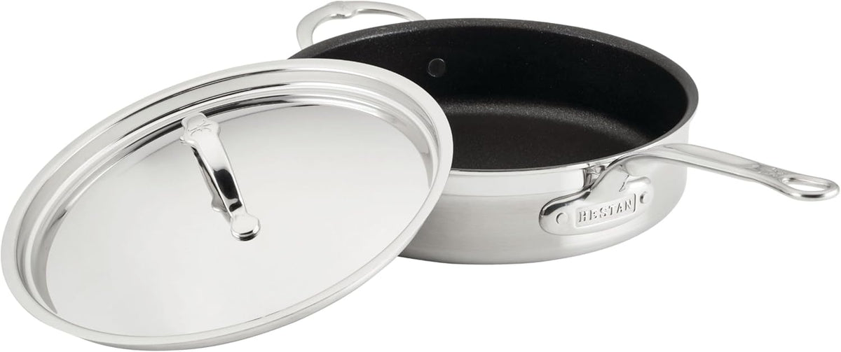 Hestan ProBond Forged TITUM - Professional Clad Stainless Steel, Nonstick, Saute Pan with Lid, 3.5-Quart, Induction Compatible, Made without PFOAs