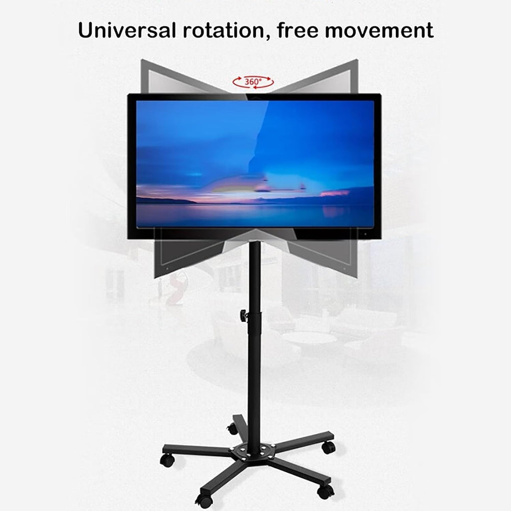 Mobile Stand - Full Motion 360 Deg Rotation Tilt Swivel Tv Mount, Mobile Tv Cart for 14-27 Inch Screen, Height Adjustable Rolling Tv Stand with Angle Adjustment, Max Vesa 100X