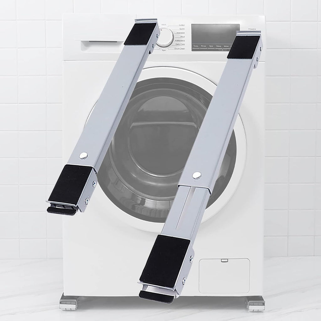 Washing Machine Stand Base, Adjustable 45-70 cm Pedestal Max Load 300kg, Universal Washing Machine Base with 24 Wheels, Lifting Height 4cm, 2Pcs (Silver)