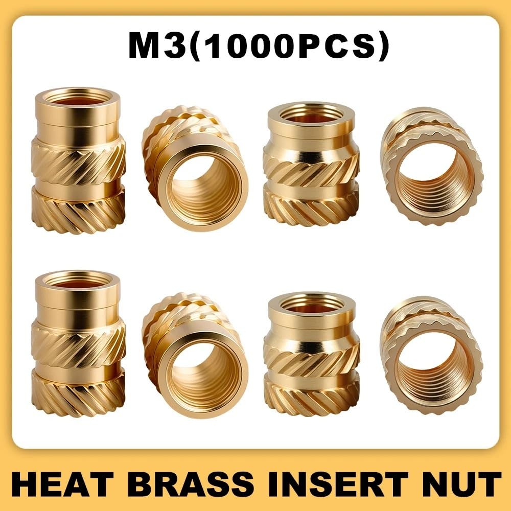 1000Pcs M3 Brass Insert Nuts for 3D Printing Insertnut Heating Insertion Copper Metric Threaded Hot Melt Knurled Injection Nuts(OD 4.5mm(1000pcs),M3(Length 4.5mm))