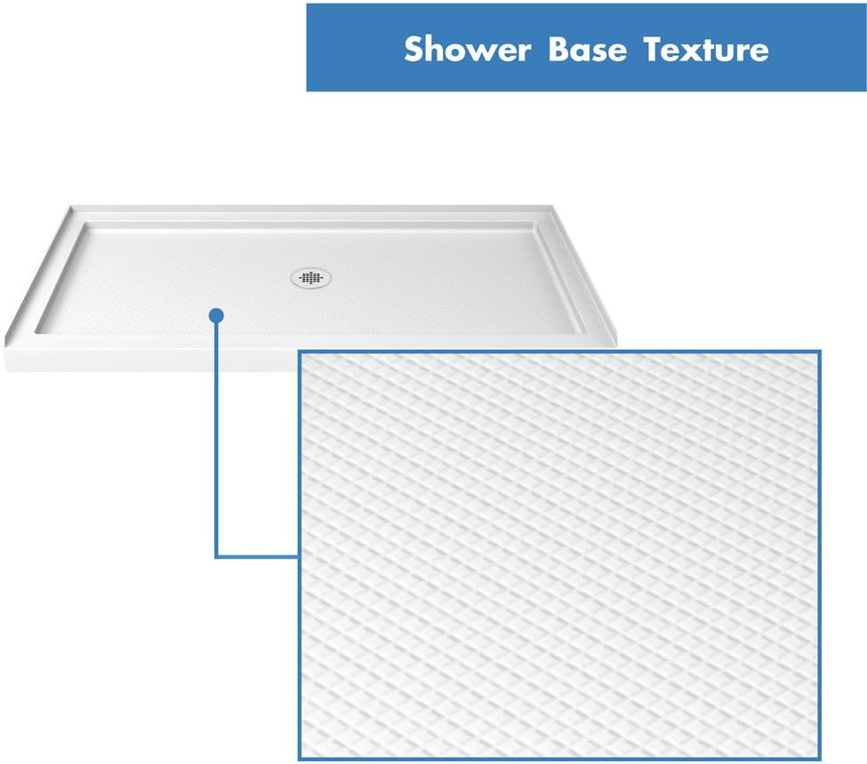 DreamLine 34 in. D x 60 in. W x 75 5/8 in. H Center Drain Acrylic Shower Base and QWALL-3 Backwall Kit In White, DL-6147C-01