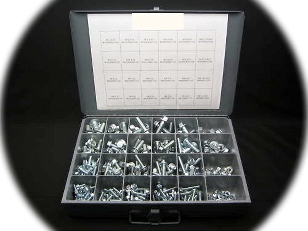 Metric Flange Bolts/Screws & Nut Assortment Grade 10.9 Zinc Plated Hardware Fastener Kit Set RV9177S