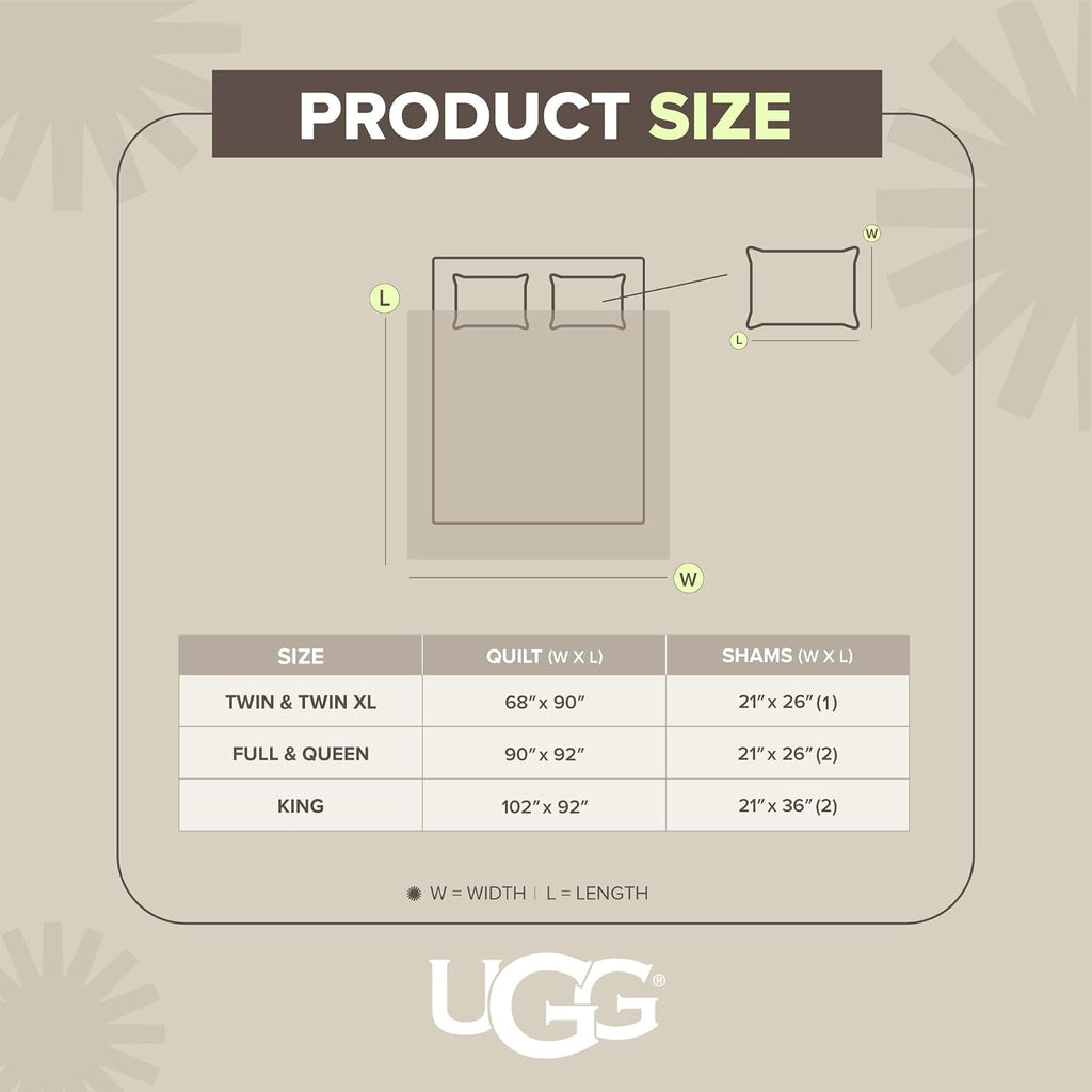 UGG Twin/Twin XL Quilt Set with 1 Pillow Sham – 2 Piece Lightweight All-Season Bedspread, Ultra-Soft Fluffy Reversible Quilt Set for Dorm, Apartment & Modern Bedroom Decor, Light Gray (Gizelle)