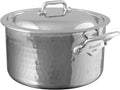 Mauviel M'ELITE Hammered 5-Ply Stewpan With Curved Lid, Cast Stainless Steel Handles, 6.2-Qt, Made In France