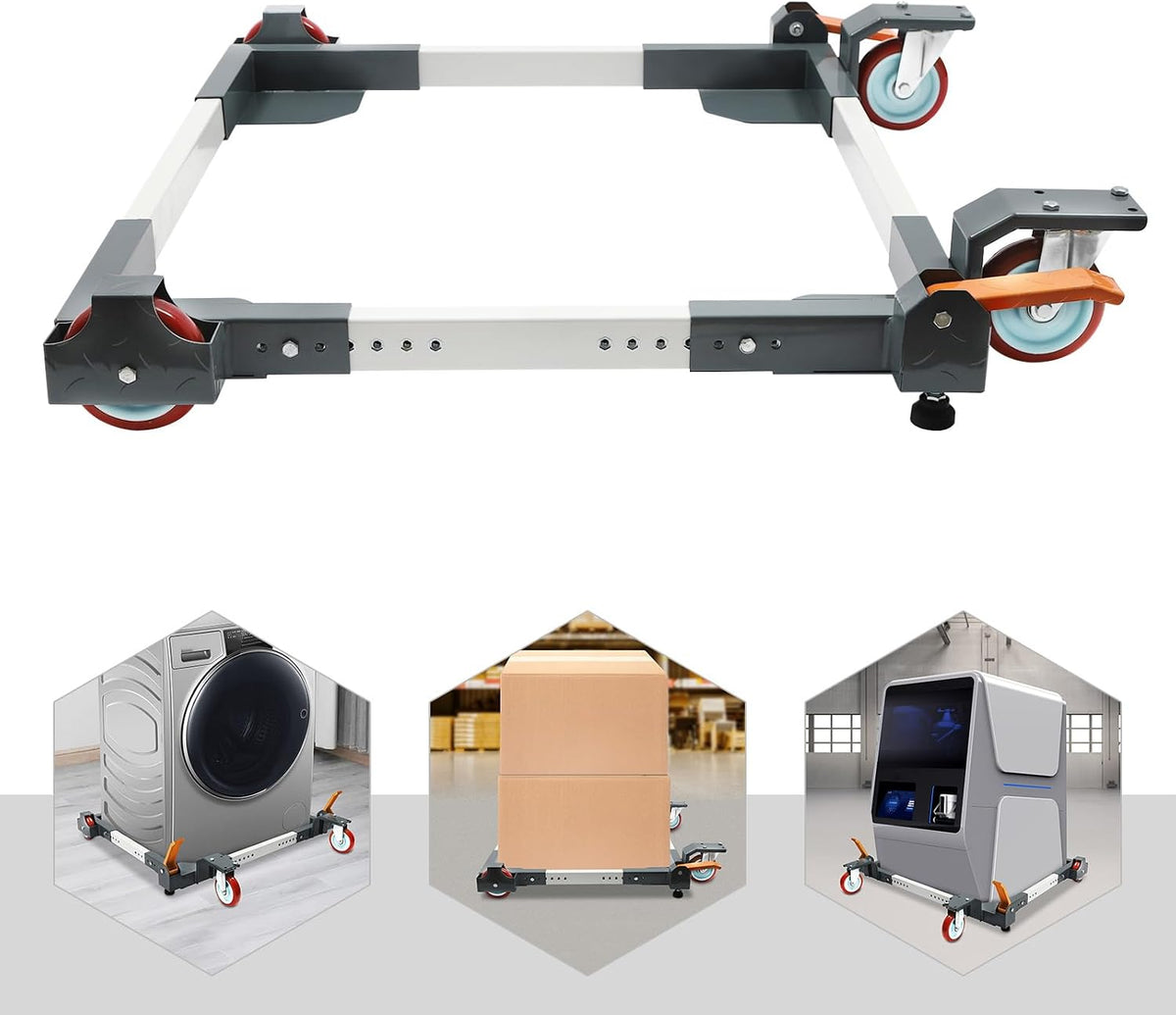 Adjustable Mobile Base, 1500 lbs Heavy Duty Mobile Base with 2 Universal Wheels&Fixed Casters, Adjustable Moving Mobile Base for Factories and Homes, 32.6 * 33.43 * 5.87 in